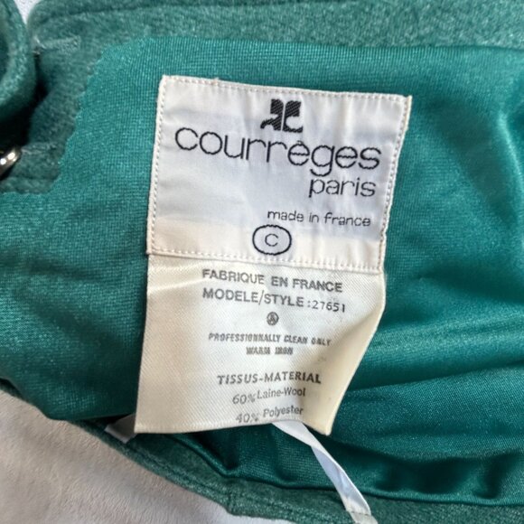 Vintage Courrèges Paris Womens Green Wool Blend High Waist Trousers Pants Size C - Picture 3 of 9